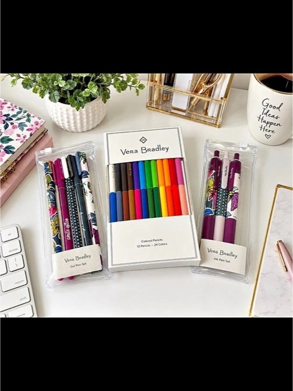 Vera Bradley Colored Pencils, Gel Pen Set & Ink Pen Set Pen & l2 Colored Pencil